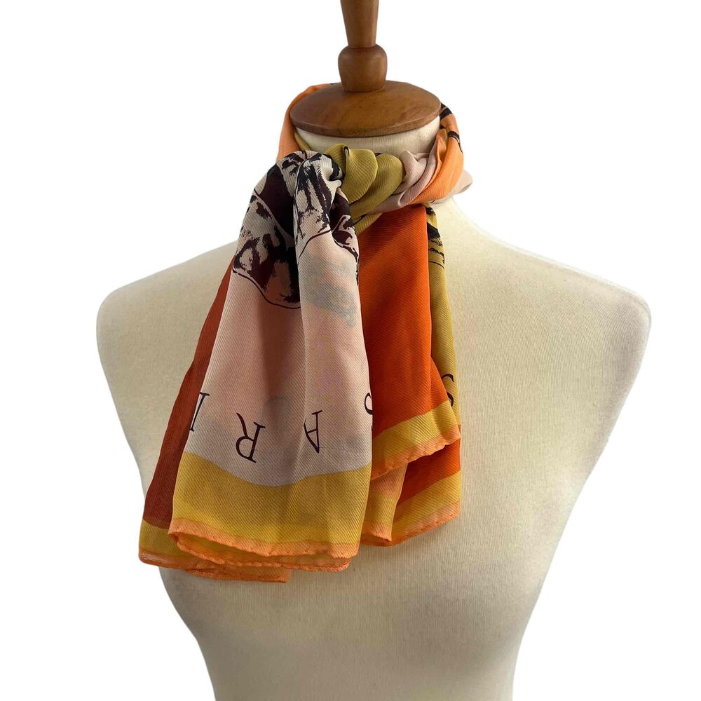 TRUSSARDI Womens Multicolor Lightweight Dog Theme Silk Printed‎ Scarf Italy Made